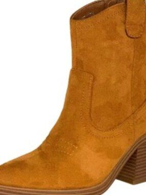 TOP MODA Heaven Western Ankle Booties Stitched Cowboy Women's Boots Tan Size 7